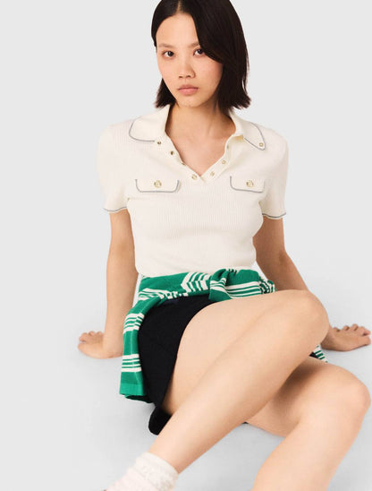 MJ Rib-Knit Polo Shirt
