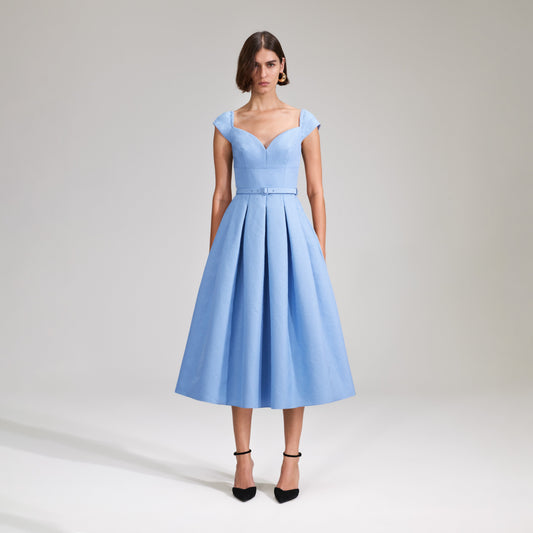 SP Blue Taffeta Midi Dress