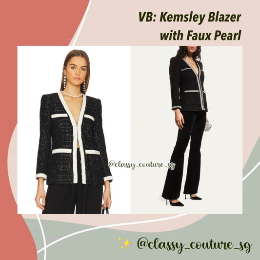 VB Kemsley Blazer Jacket with Faux Pearl