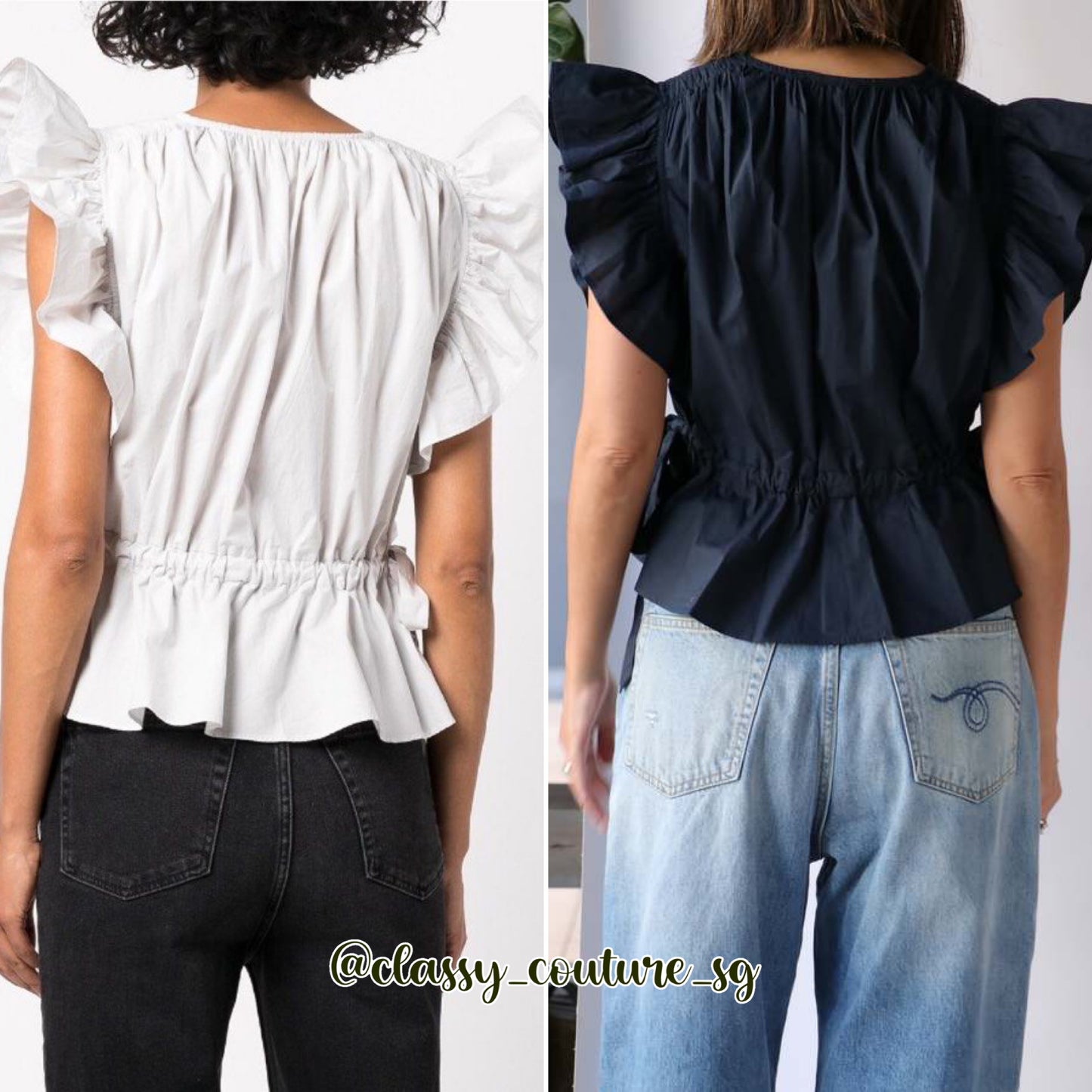 UJ Lyla Cotton Peplum Blouse Top