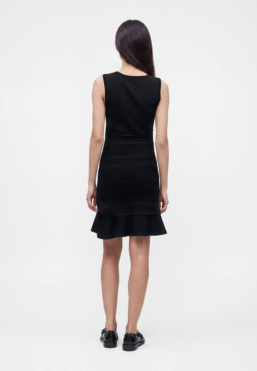 SD Black Short Knit Dress With Ruffle