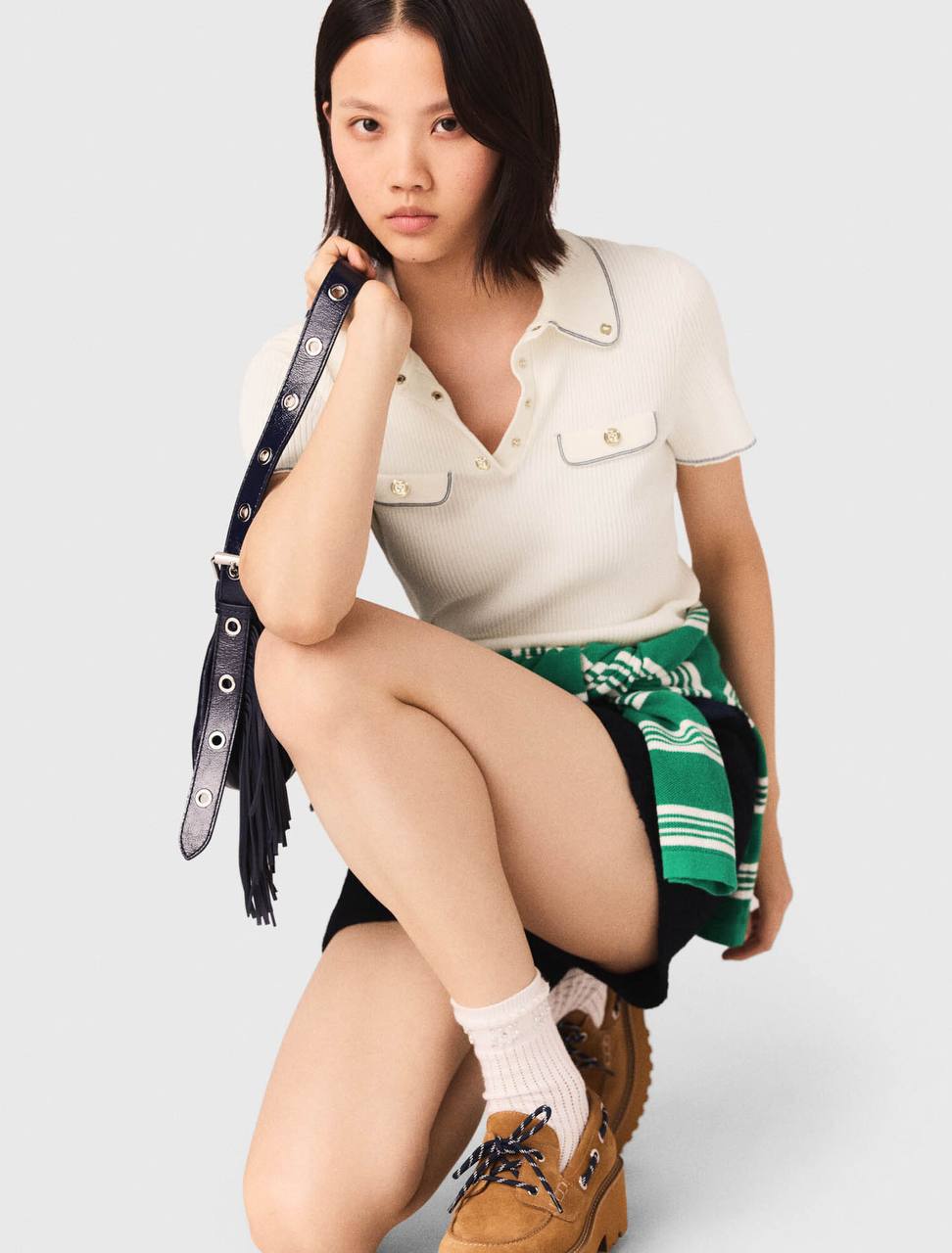 MJ Rib-Knit Polo Shirt