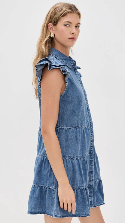 AO Jem Denim Tiered Mini Dress