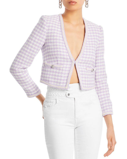 Der Lam Astrid V Neck Crop Jacket | Lavender-Ivory