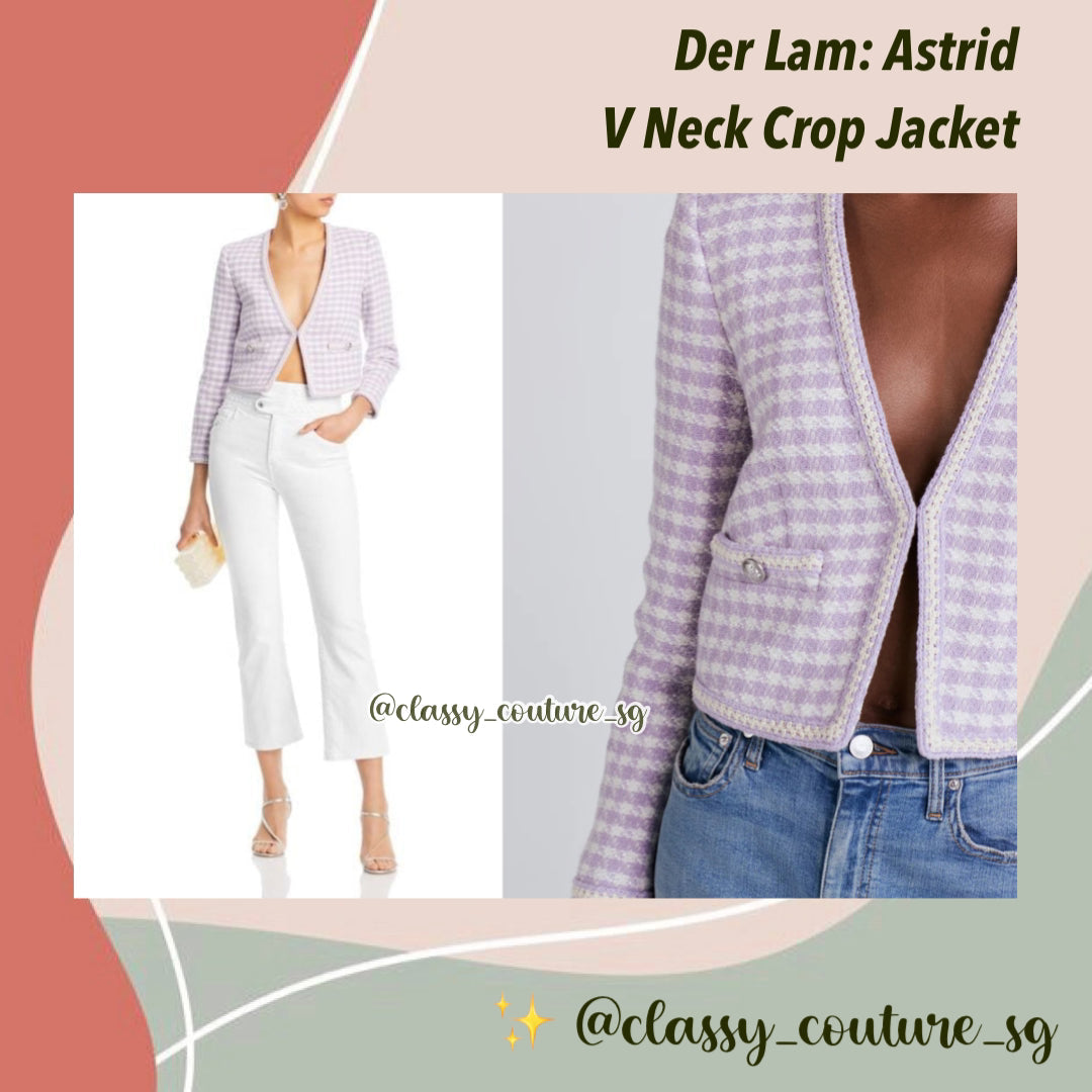 Der Lam Astrid V Neck Crop Jacket | Lavender-Ivory