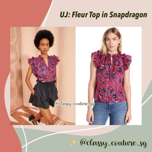 UJ Fleur Top | Snapdragon Pink Floral Cotton Flutter Sleeve