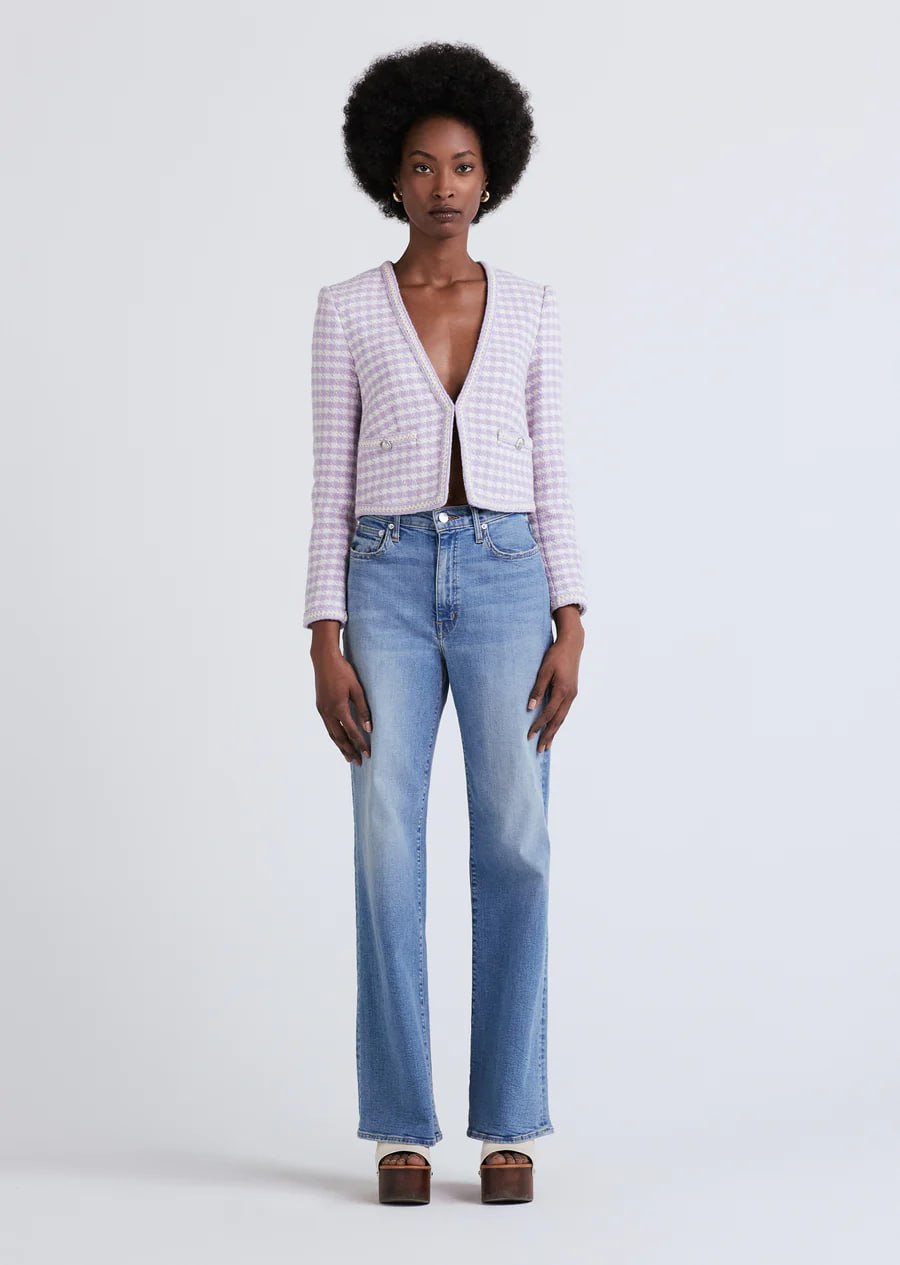 Der Lam Astrid V Neck Crop Jacket | Lavender-Ivory