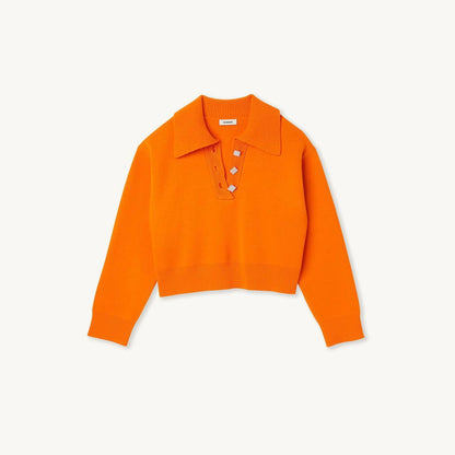 SD Cropped Sweater With Jewel Buttons