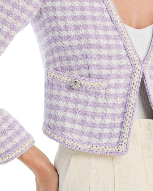 Der Lam Astrid V Neck Crop Jacket | Lavender-Ivory