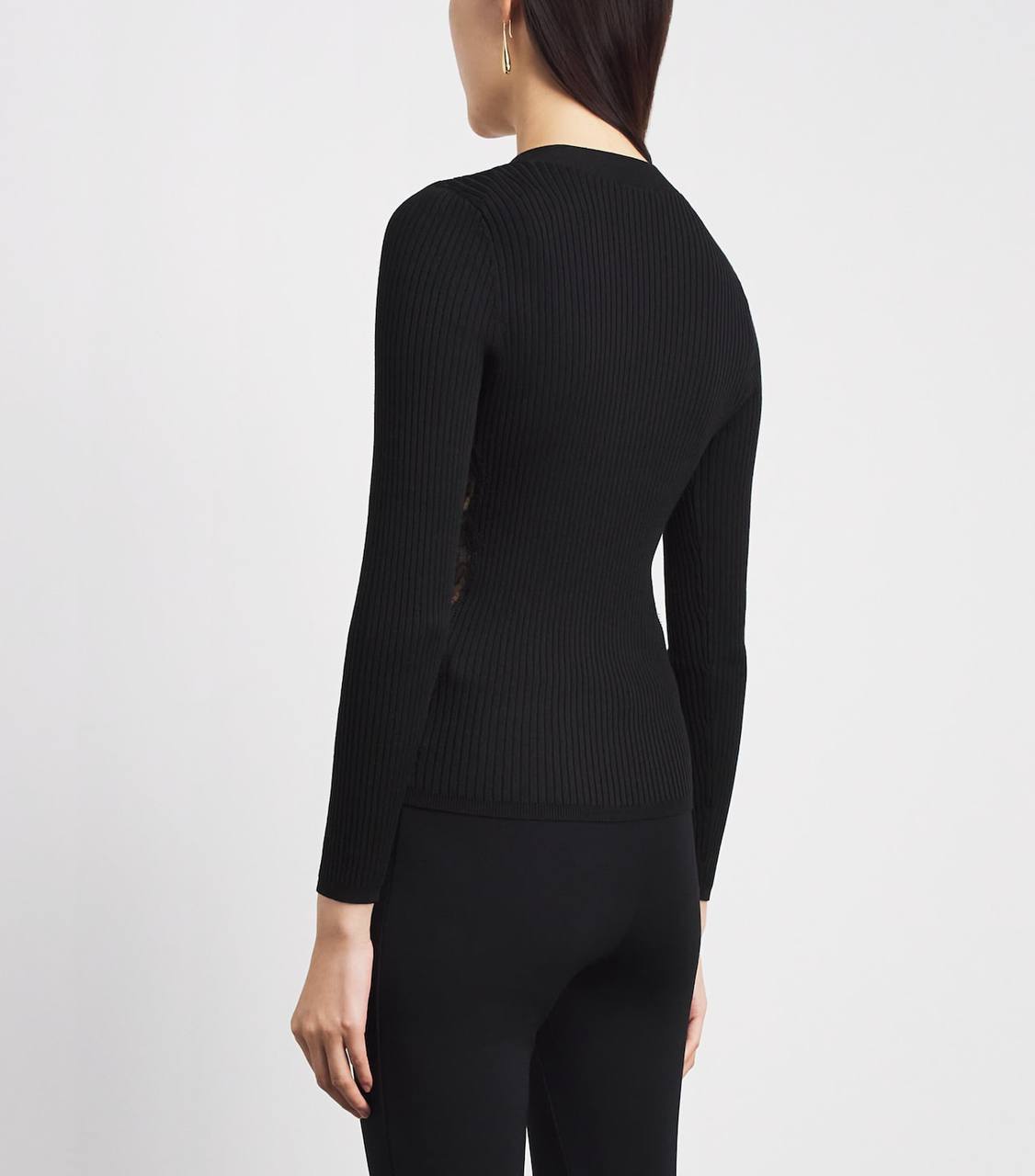SD Black Cardigan With Lace Panel