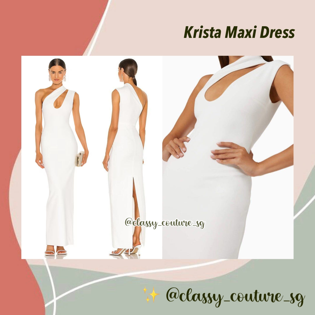Sol Ldn Krista Maxi Dress White | one shoulder toga