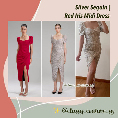 SP Silver Sequin | Red Iris Midi Dress