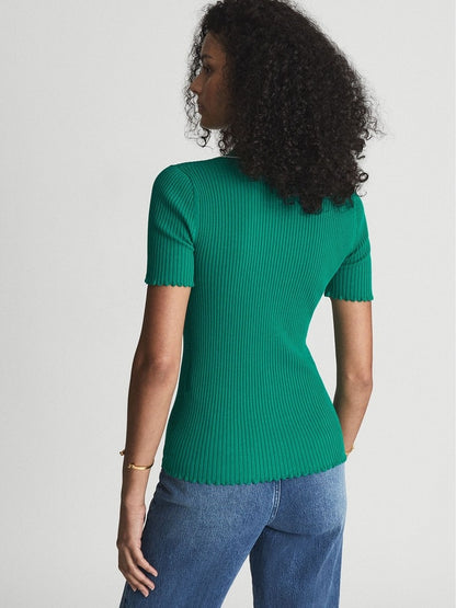 RS Reiss Lina Knitted Half-Sleeve Top