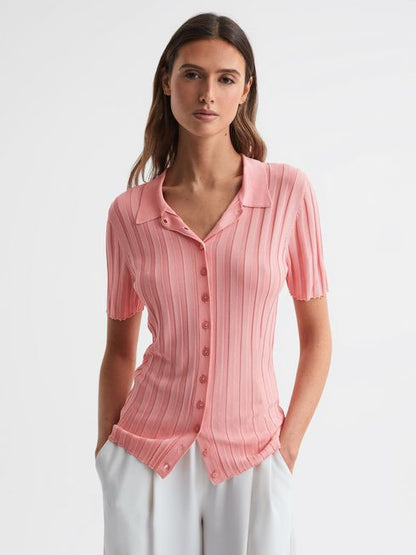 RS Stella Fitted Striped Button Through Shirt | Polo Top