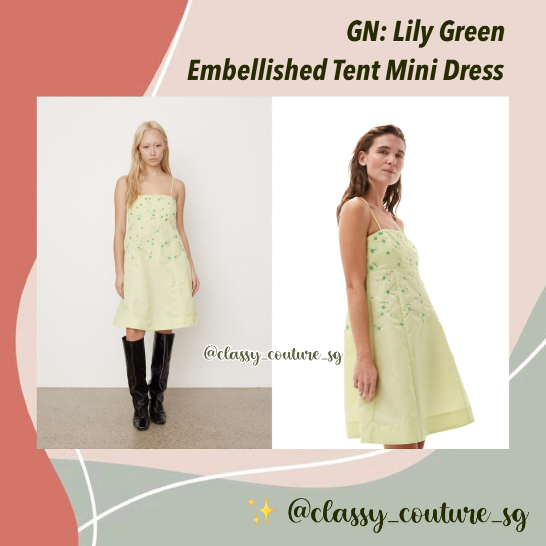 GN Lily Green Embellished Tent Mini Dress