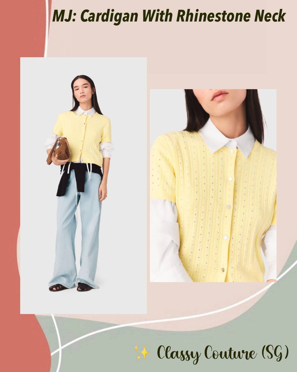 MJ Cardigan With Rhinestone Neck