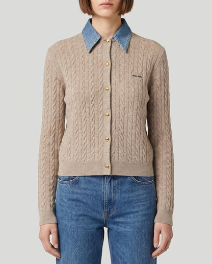 MM Denim Collar Cardigan