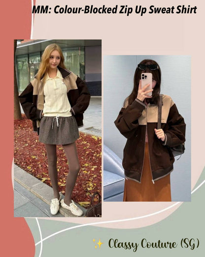 MM Colour-Blocked Zip Up Sweat Shirt