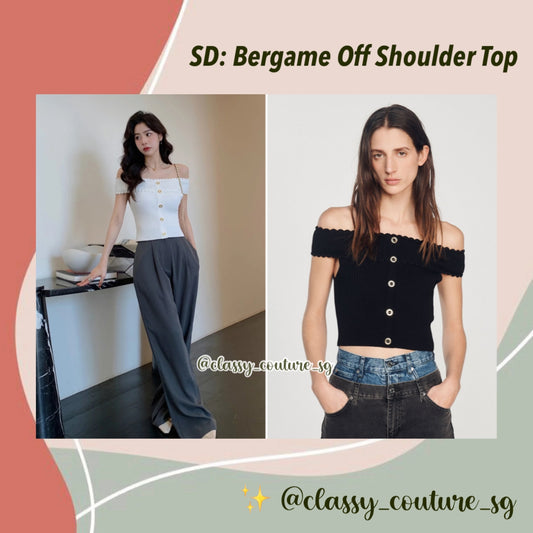 SD Bergame Off Shoulder Ribbed Sweater Top