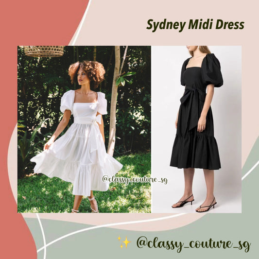 CC Sydney Cotton Midi Dress in White | Black