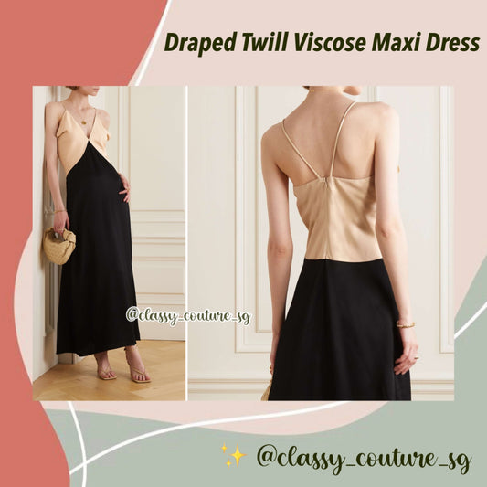 TOT Draped Twill Viscose Maxi Dress