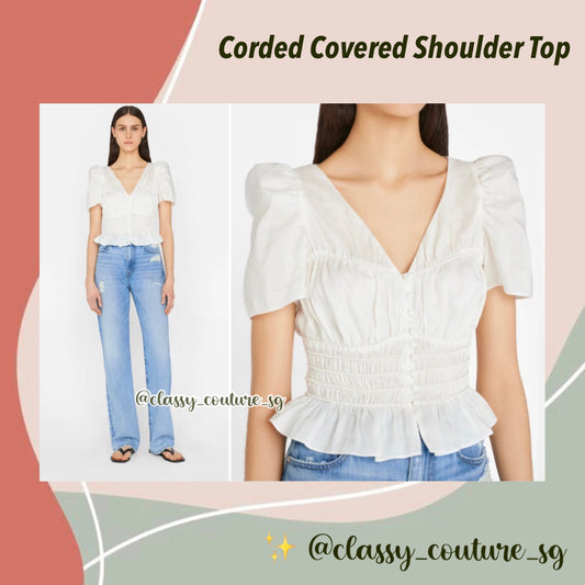 FR Corded Covered Shoulder Top Blanc