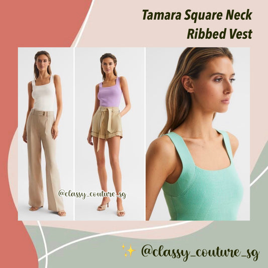 RS Tamara Square Neck Ribbed Vest | Sleeveless Tank Top
