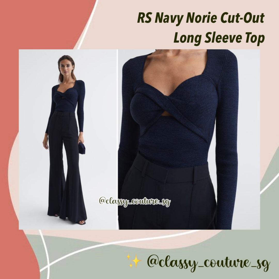 RS Navy Norie Cut-Out Long Sleeve Top