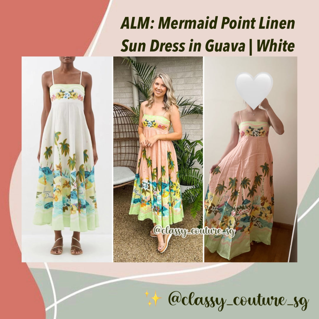 ALM Mermaid Point Linen Midi Maxi Sundress Dress