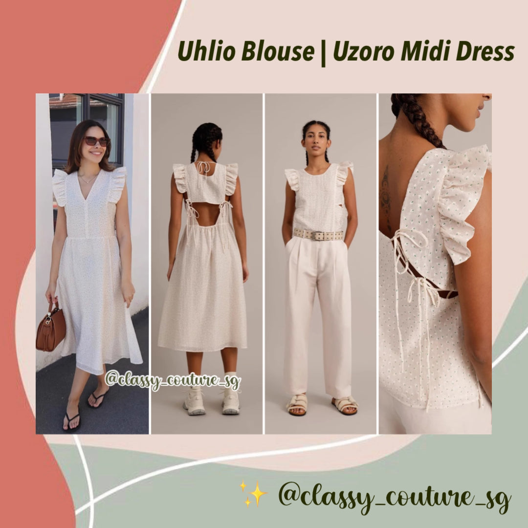 MT Uhlio Blouse top | Uzoro Midi Dress | ivory