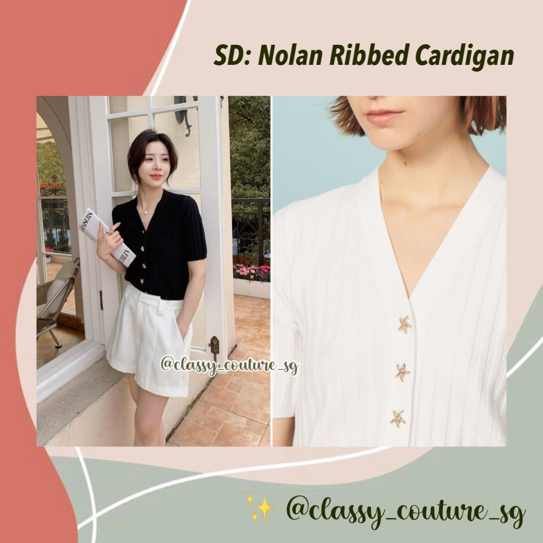 SD Nolan Ribbed Knit Star Button Cardigan Top