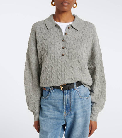Cable Wool-Cashmere Polo-Collar Jumper - Image 13