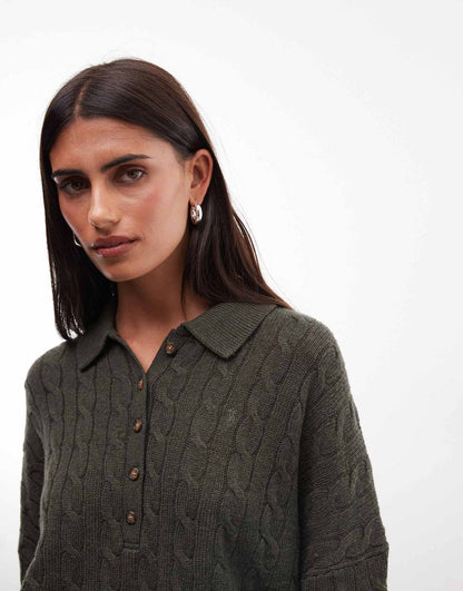 Cable Wool-Cashmere Polo-Collar Jumper - Image 9