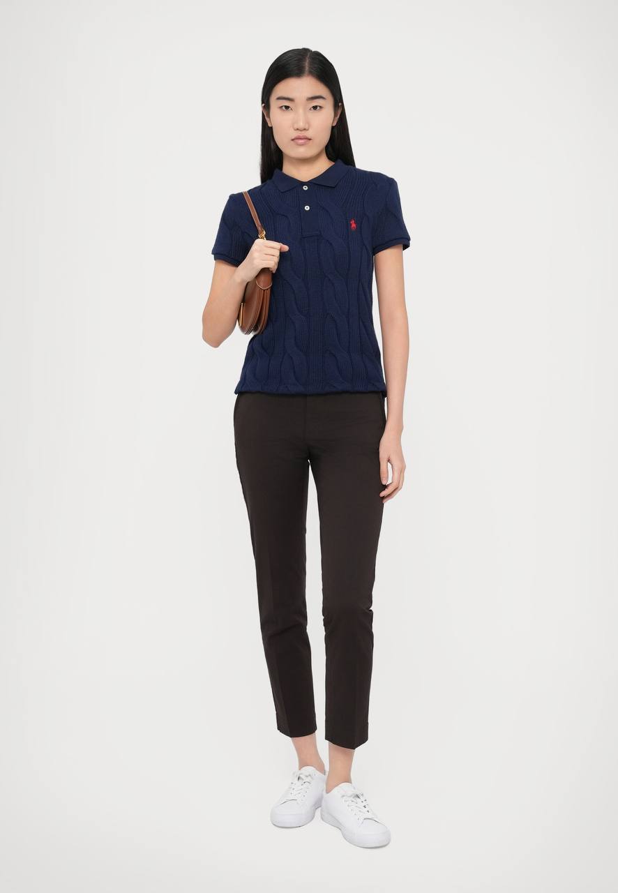 RL Cropped Cable Knit Polo Shirt