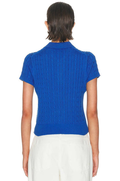 RL Cropped Cable Knit Polo Shirt