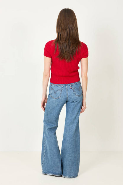 RL Cropped Cable Knit Polo Shirt