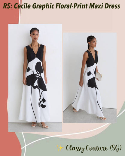 RS Cecile Graphic Floral-Print Maxi Dress