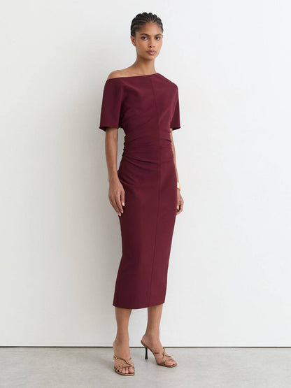 RS Connie Off-Shoulder Ruched Midi Dress