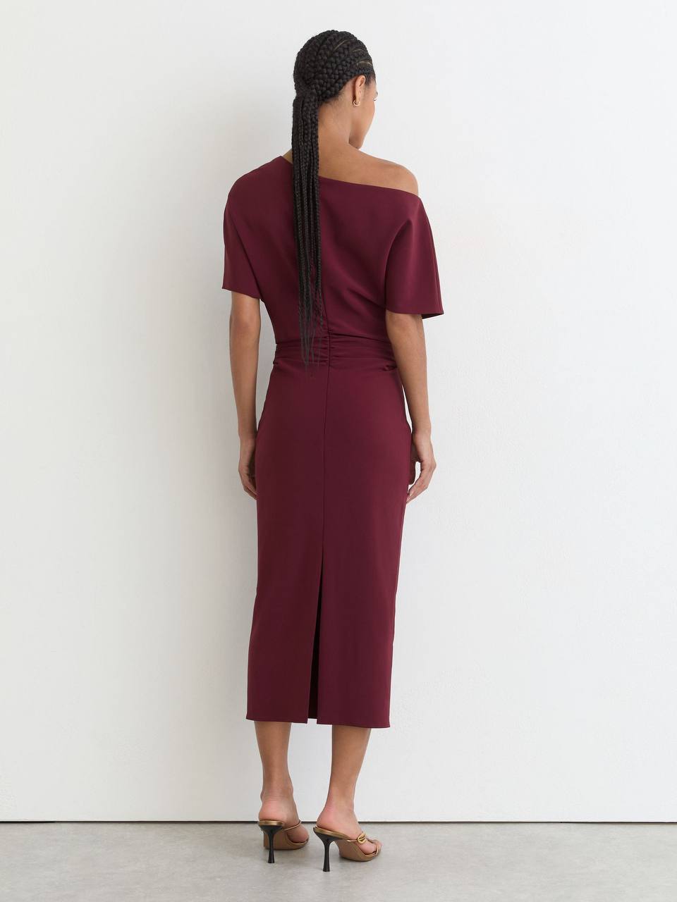 RS Connie Off-Shoulder Ruched Midi Dress