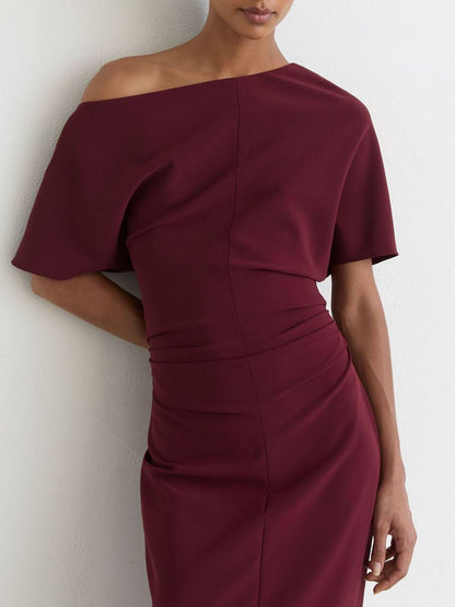 RS Connie Off-Shoulder Ruched Midi Dress
