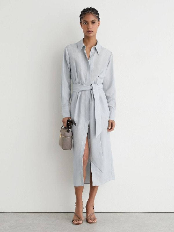 RS Blue Gianna Modal-Blend Tie-Waist Shirt Dress