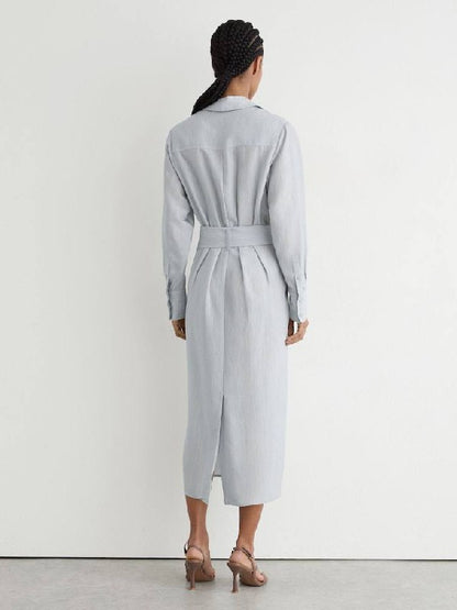 RS Blue Gianna Modal-Blend Tie-Waist Shirt Dress