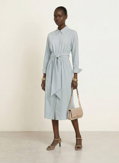 RS Blue Gianna Modal-Blend Tie-Waist Shirt Dress