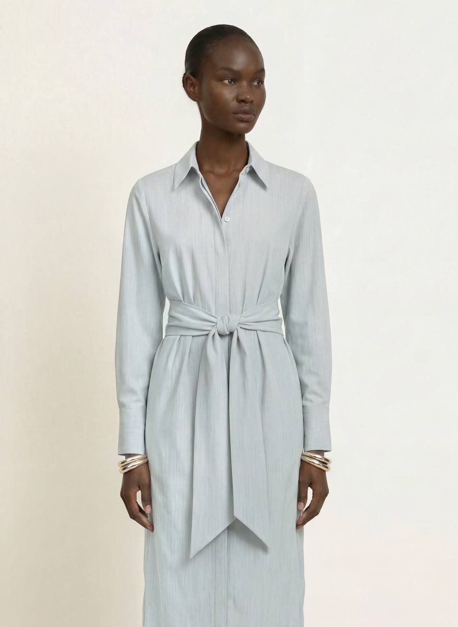 RS Blue Gianna Modal-Blend Tie-Waist Shirt Dress