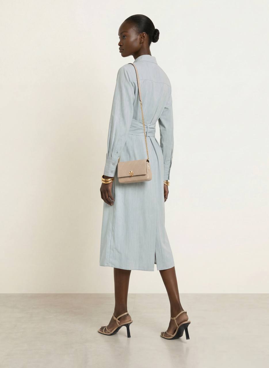 RS Blue Gianna Modal-Blend Tie-Waist Shirt Dress