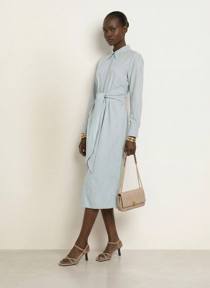 RS Blue Gianna Modal-Blend Tie-Waist Shirt Dress