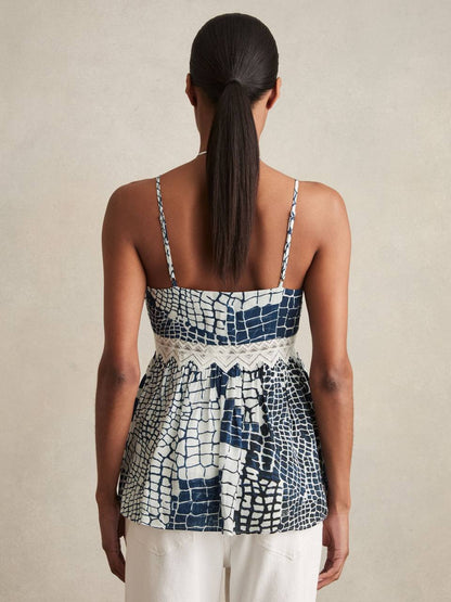 RS Estella Animal Print Lace Trim Cami Top