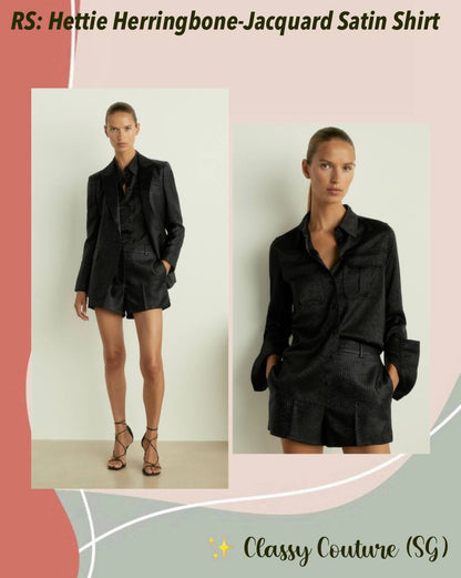 RS Hettie Herringbone-Jacquard Satin Shirt