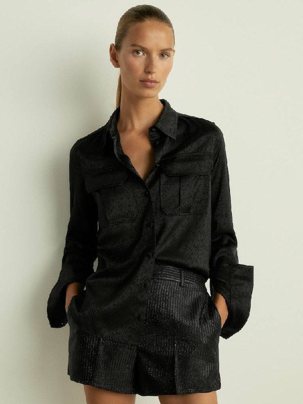 RS Hettie Herringbone-Jacquard Satin Shirt