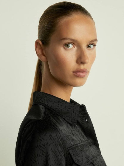 RS Hettie Herringbone-Jacquard Satin Shirt